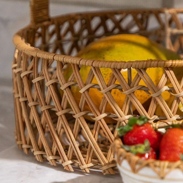 Cesta Dupla Rattan Fiji Com Alça
